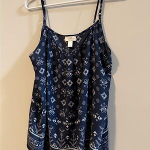 LOFT Navy Blue Printed Spaghetti-Strap Camisole